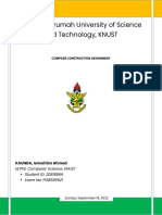 CSM 562 Compiler Construction Assignment Kaunda PG8589621, M Phil Computer Science, KNUST