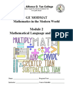 Unit 2 - Mathematical Language and Symbols