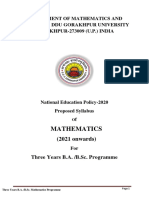 Mathematics: Department of Mathematics and Statistics, Ddu Gorakhpur University GORAKHPUR-273009 (U.P.) INDIA