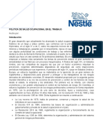 Politica de Salud Ocupacional en El Trabajo