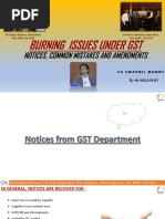 Burning Issues in GST - Notices, Common Mistakes and Amendments - CA Swapnil Munot