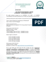 1 Acta de Contitucion Junta Directiva REGIONAL CENTRO "UTRASINUNP" Cundinamarca Zona 1