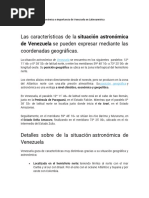 Ubicación Astronómica e Importancia de Venezuela en Latinoamérica