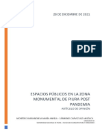 Artículo de Opinión-Los Espacios Públicos en La Zona Monumental de Piura Post Pandemia