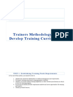 Trainers Methodology II Develop Training Curriculum