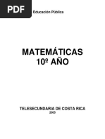 Matemáticas 10º AÑO: Ministerio de Educación Pública Cenadi