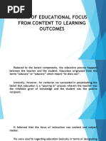 Shift of Educational Focus From Content To Learning Outcomes