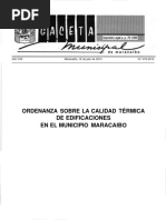 Año Cxii Maracaibo, 19 de Julio de 201o N Ordenanza Sobre La Calidad Térmica de Edificaciones. en El Municipio Maracaibo