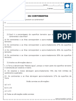 Atividade de Geografia Os Continentes 8 Ano