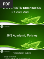 ACADEMIC POLICIES Jhs 2022-2023