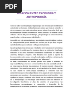 Relación Entre Psicología y Antropología