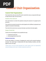 Control Unit Organization