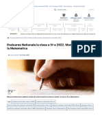 Evaluarea Nationala La Clasa A IV-A 2022. Modele de Subiecte La Matematica