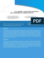 Aproximación Al Origen Y Evolución Histórica Del Pensamiento Administrativo