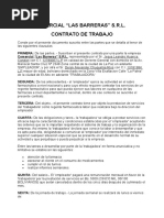 Modelo de Contrato de Trabajo Bolivia