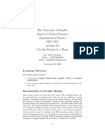 UNZA PHY 1015 Lecture 6A - Description of Circular Motion in A Plane