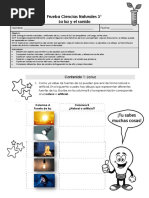 Prueba de Ciencias Naturales 3° La Luz y El Sonido