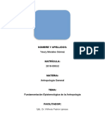 Tarea 1. Antropología General - Fundamentación Epistemológica de La Antropología