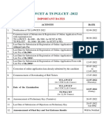 Important Dates-LAWCET