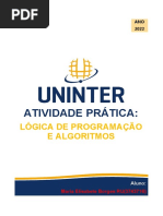 Caderno de Atividade Pratica de Logica de Programacao e Algoritmos de Maria Elisabete Borges 2022 RU 3743716