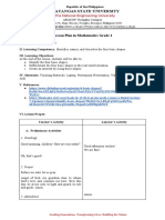 Lesson Plan in Mathematics Grade 1