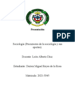 Precursores de La Sociología y Sus Aportes.