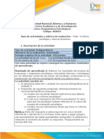 Guía de Actividades y Rúbrica de Evaluación - Unidad 3 - Fase 4 - Informe Psicológico y Toma de Decisiones