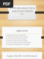 Module 3 - SUPPLIER SELECTION AND EVALUATION