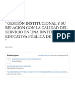 2010 - Elera - Gestion Institucional y Su Relacion Con La Calidad Del Servicio en Una Institucion Educativa Publica de Callao With Cover Page v2