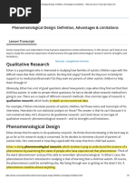 Phenomenological Design - Definition, Advantages & Limitations - Video & Lesson Transcript