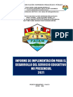 Informe de Implementación Del SE No Presencial 2021