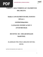 Unidad 2. Caracteristicas Y Elementos Del Delito.: Elaborado Por: Felix Armando Devora Reyes