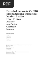 Ejemplo de Interpretación TRO (Sistema Tensional Inconsciente) Nombre: Luchito Edad: 23 Años