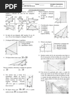 Matemática 9º Ano - Exercicios PITAGORAS 4º Bi 2022