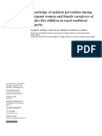 Knowledge of Malaria Prevention Among Pregnant Women and Female Caregivers of Under Five Children in Rural Southwest Nigeria