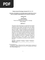 The Relationship of Authoritarian Parenting Style and Academic Performance in School Students Khalida Rauf Junaid Ahmed