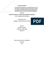 Análisis Literario de Crónica de Una Muerte Anunciada. Grado 8°. Periodo 3°