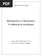 Calorimetria e Dilatometria - Trabalho 2º Bimestre