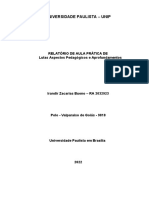 Universidade Paulista - Unip: Relatório de Aula Prática de Lutas Aspectos Pedagógicos e Aprofundamentos