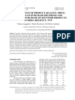 The Influence of Product Quality, Price, Location On Purchase Decisions and Purpose of Purchase of Souvenir Products in Sikka Regency, NTT