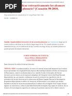 ¿Es Posible Aplicar Retroactivamente Los Alcances de Un Acuerdo Plenario - (Casación 50-2018, Lima) - LP