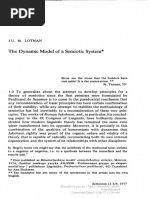 Lotmandynamic Model of A Semiotic System