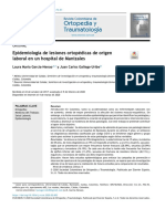 Ortopedia y Traumatología: Epidemiología de Lesiones Ortopédicas de Origen Laboral en Un Hospital de Manizales