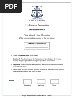 Alderley Edge Girls 2019 11 English Entrance Exam