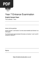 Ashford School 11 English Sample Paper