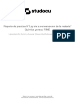 Reporte de Practica 5 Ley de La Conservacion de La Materia Quimica General Fime