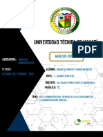 Tarea Fabian Mendoza. Derecho Administrativo. Analisis Crítico Sobre El Acto Administrativo Dentro de La Administración Pública