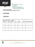 Complaints Register Template