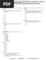 Focus5 2E End of Year Test Listening UoE Reading GroupA B ANSWERS