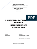 Principales Batallas Del Proceso Independentista Venezolano